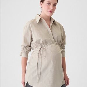 Striped Beige GAP Maternity Blouse